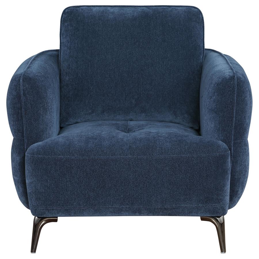 (image for) Lively Chenille Upholstered Modern Track Arm Chair Blue