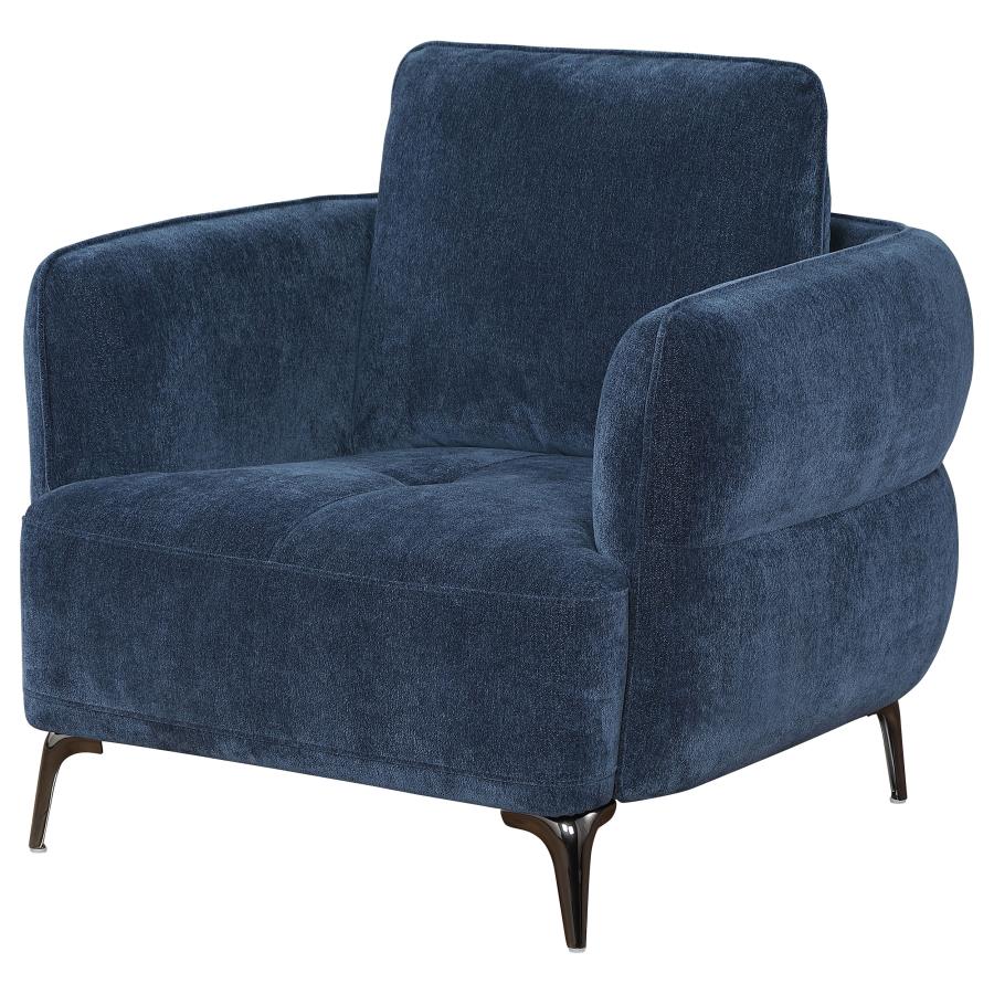 (image for) Lively Chenille Upholstered Modern Track Arm Chair Blue