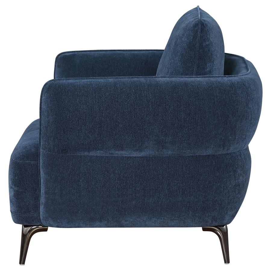 (image for) Lively Chenille Upholstered Modern Track Arm Chair Blue