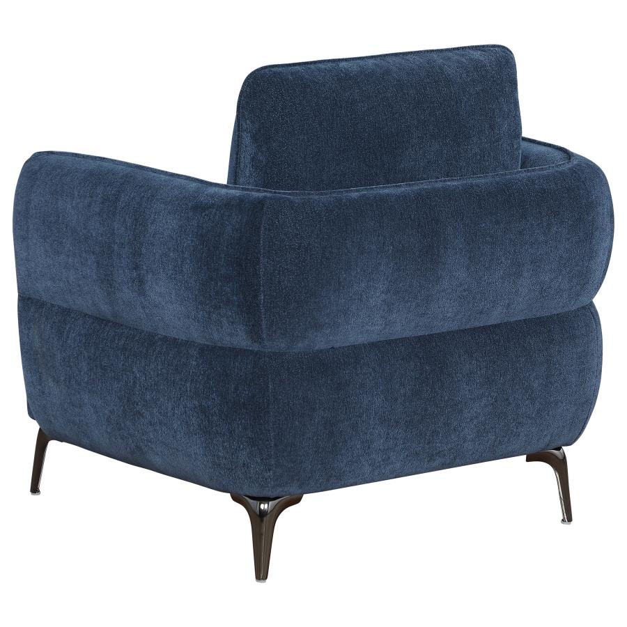 (image for) Lively Chenille Upholstered Modern Track Arm Chair Blue