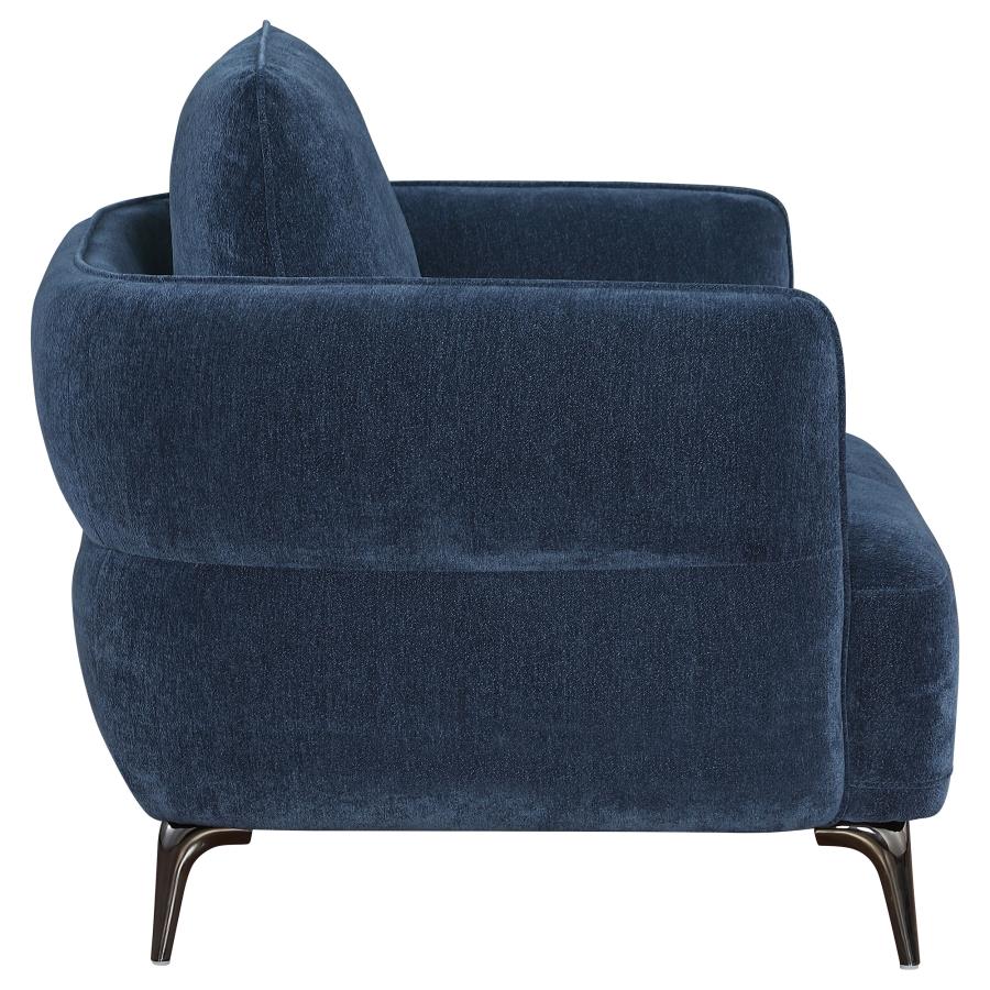 (image for) Lively Chenille Upholstered Modern Track Arm Chair Blue