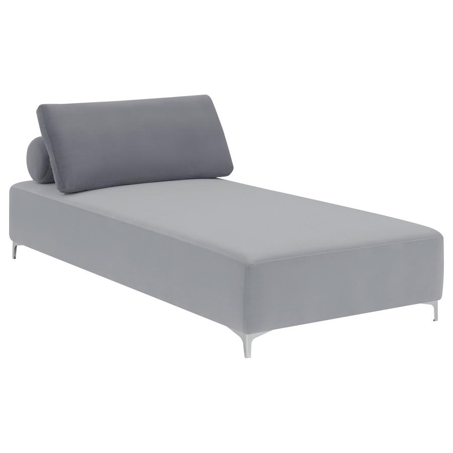 (image for) Giovanni Upholstered Accent Chaise Lounger Grey - Click Image to Close