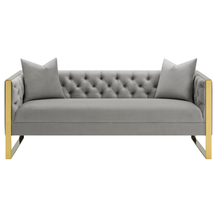 (image for) Eastbrook 2-piece Velvet Upholstered Tufted Sofa Set Grey