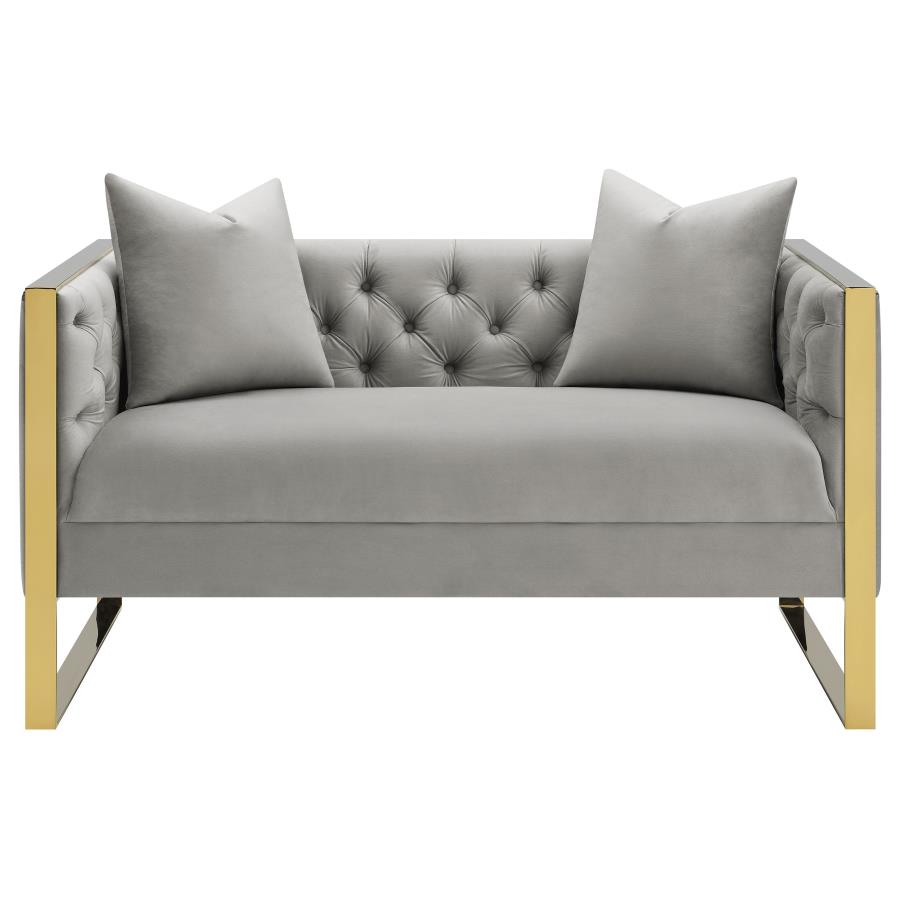 (image for) Eastbrook 2-piece Velvet Upholstered Tufted Sofa Set Grey