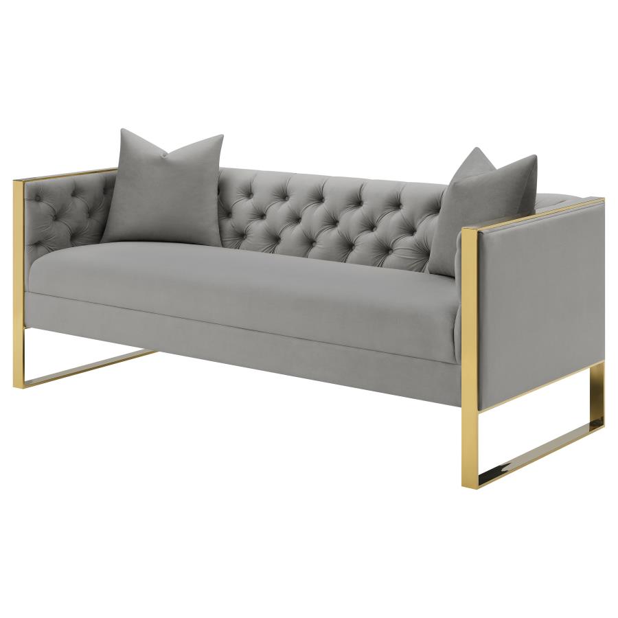 (image for) Eastbrook Velvet Upholstered Tufted Sofa Grey