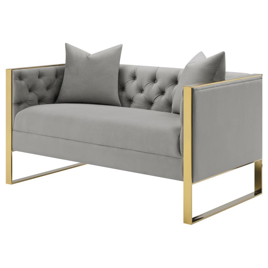 (image for) Eastbrook Velvet Upholstered Tufted Loveseat Grey