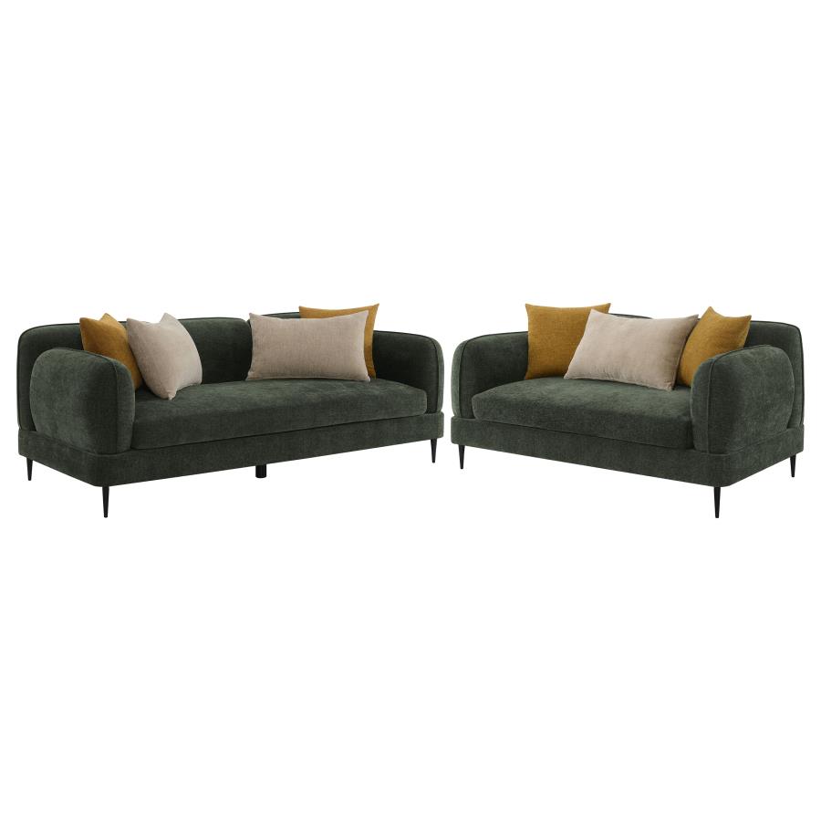 (image for) Jade 2-piece Chenille Upholstered Sofa Set Green