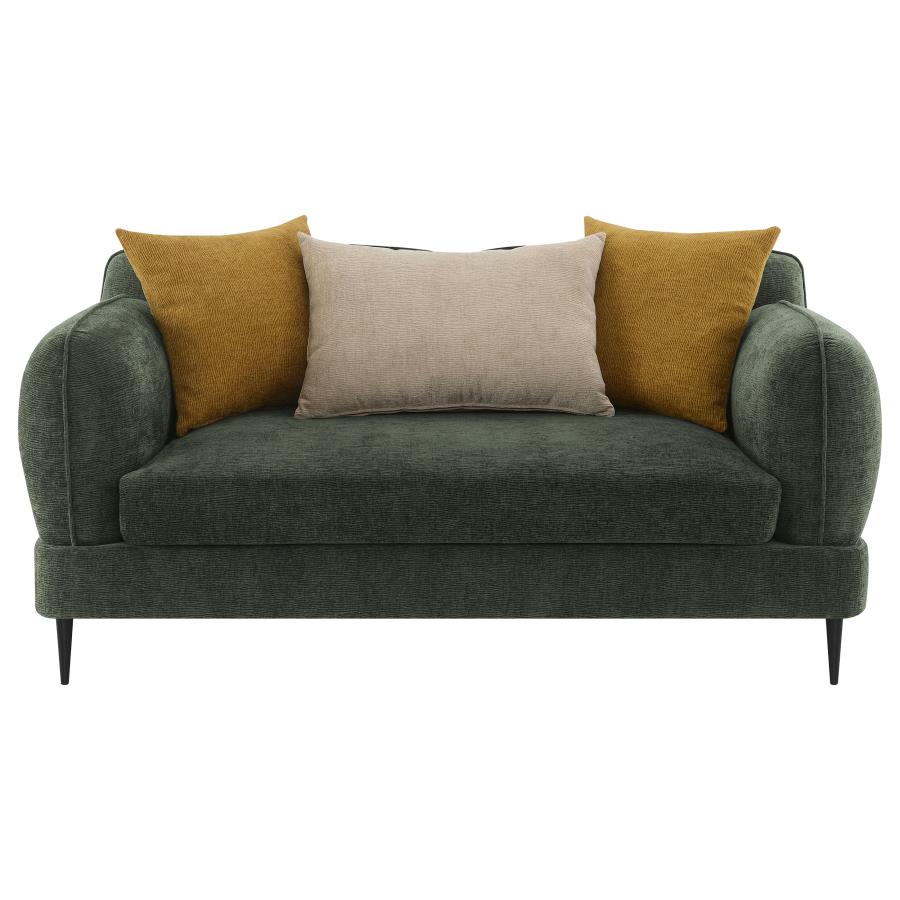 (image for) Jade Chenille Upholstered Modern Track Arm Loveseat Green