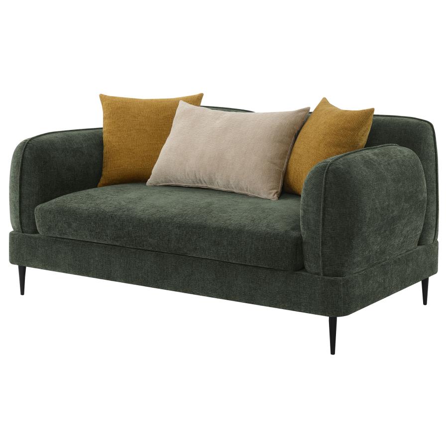 (image for) Jade Chenille Upholstered Modern Track Arm Loveseat Green