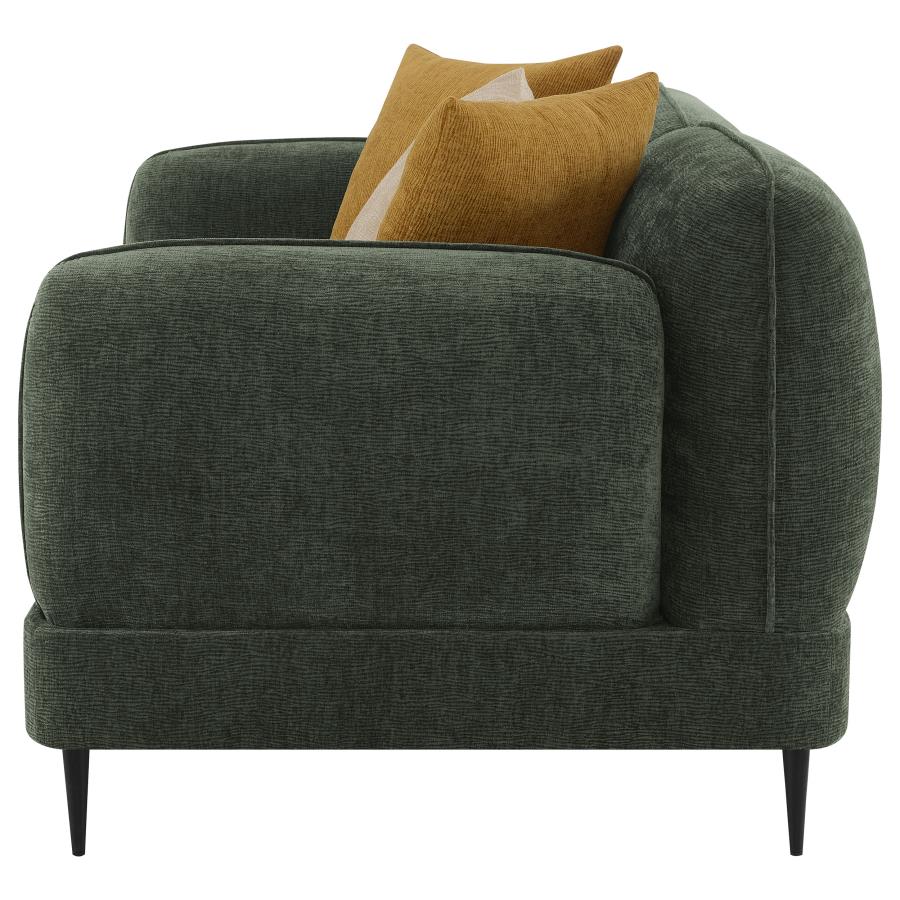 (image for) Jade Chenille Upholstered Modern Track Arm Loveseat Green