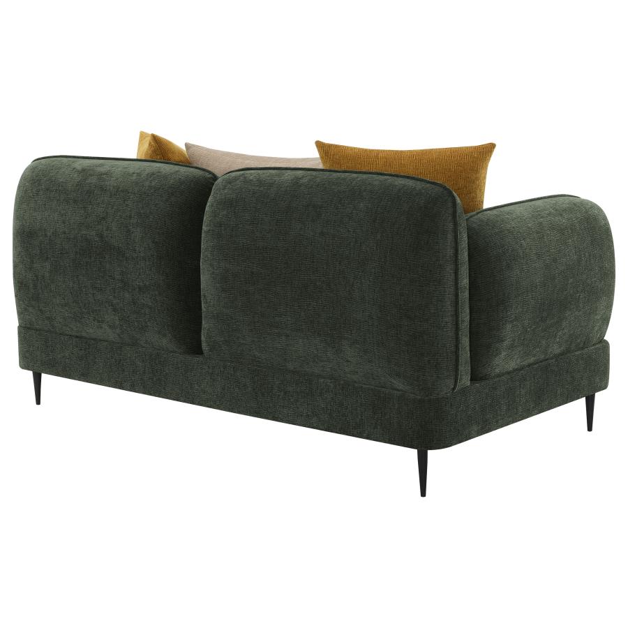 (image for) Jade Chenille Upholstered Modern Track Arm Loveseat Green