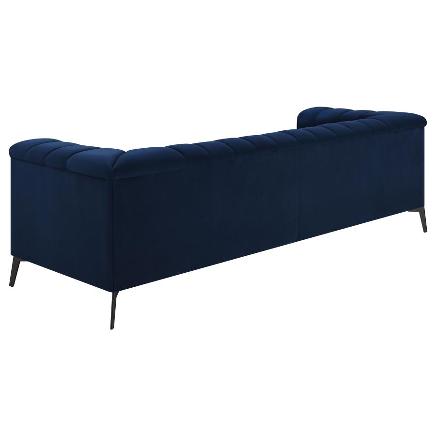 (image for) Chalet 2-piece Upholstered Tuxedo Arm Tufted Sofa Set Blue