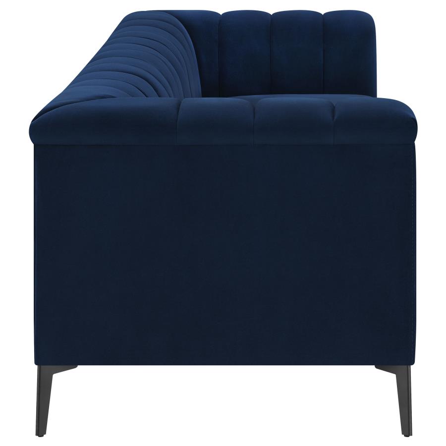 (image for) Chalet 2-piece Upholstered Tuxedo Arm Tufted Sofa Set Blue