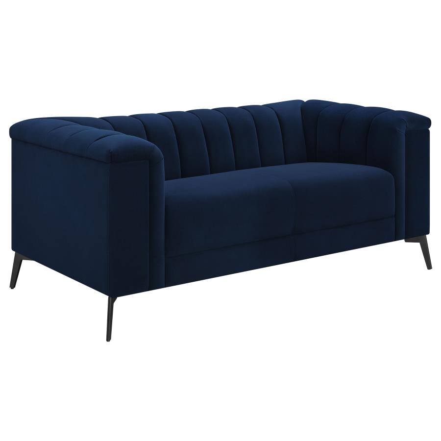 (image for) Chalet 2-piece Upholstered Tuxedo Arm Tufted Sofa Set Blue