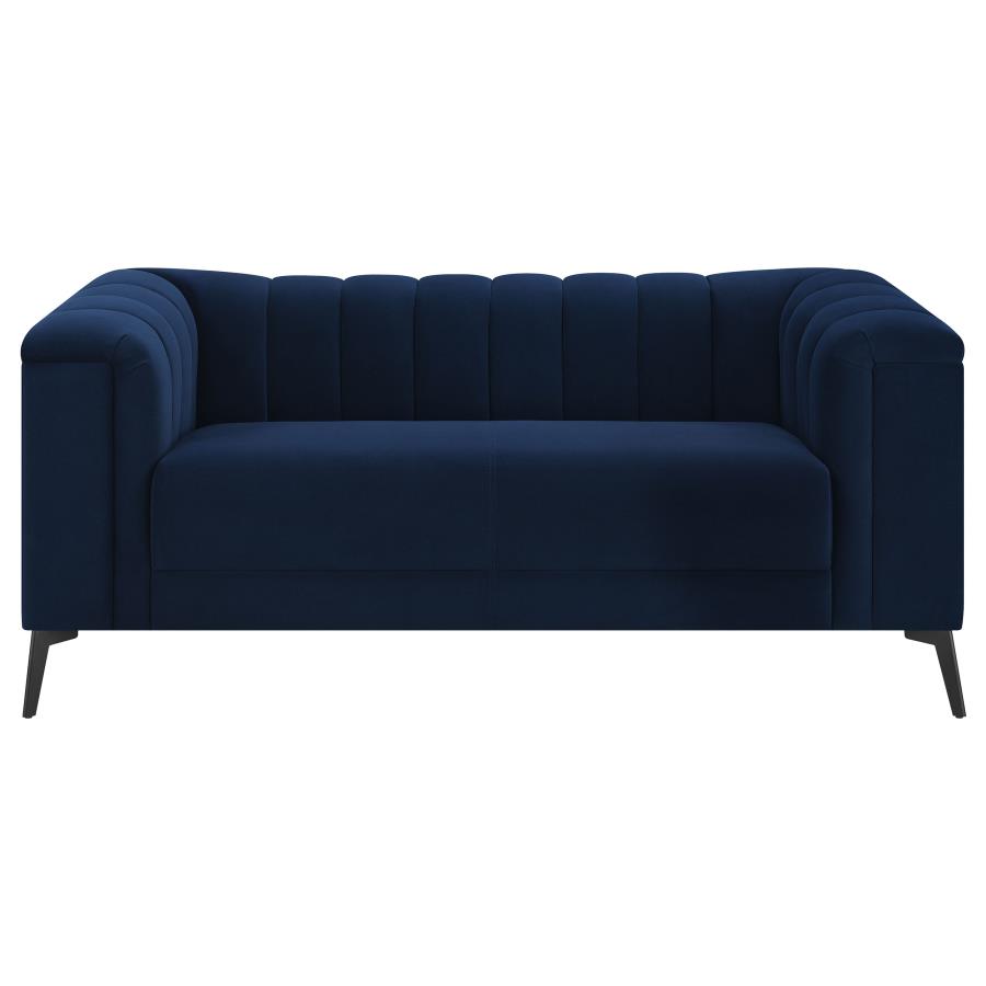 (image for) Chalet 2-piece Upholstered Tuxedo Arm Tufted Sofa Set Blue