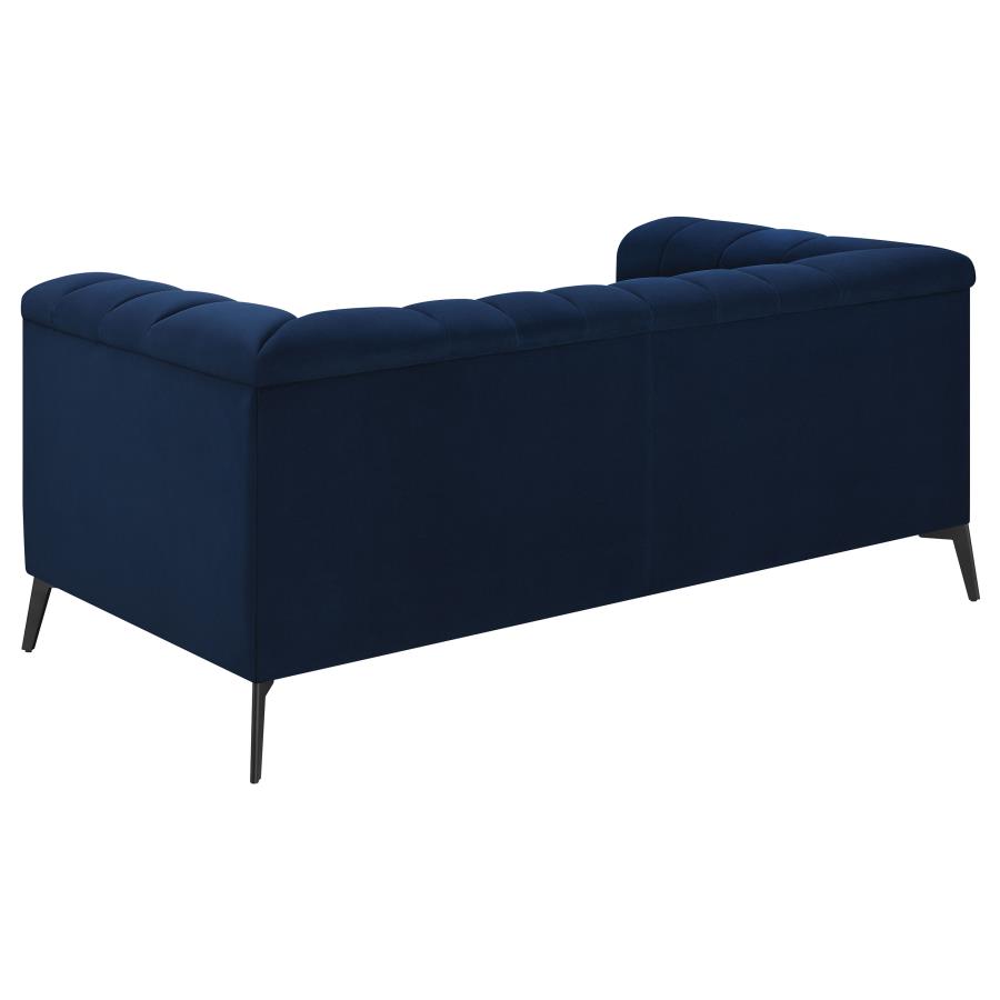 (image for) Chalet 2-piece Upholstered Tuxedo Arm Tufted Sofa Set Blue