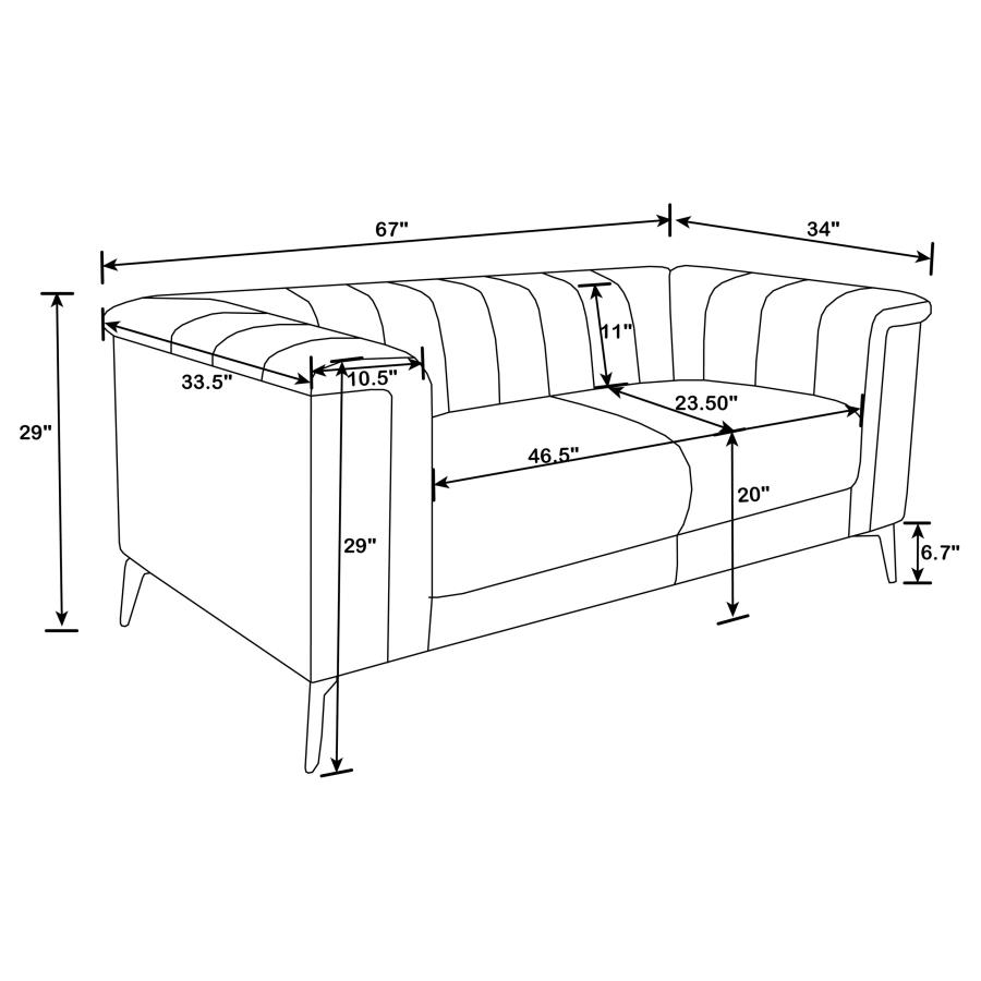 (image for) Chalet 2-piece Upholstered Tuxedo Arm Tufted Sofa Set Blue