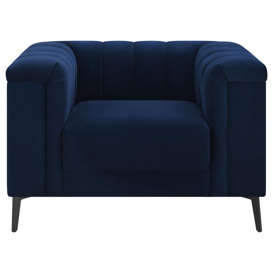 (image for) Chalet 3-piece Upholstered Tuxedo Arm Tufted Sofa Set Blue