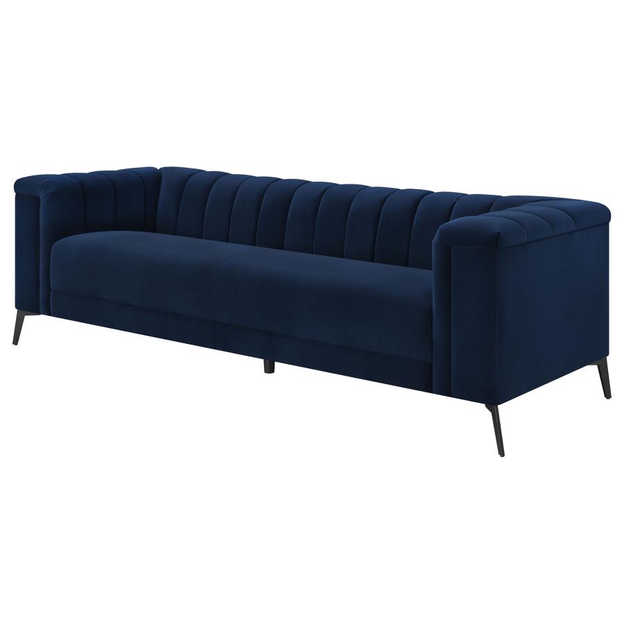 (image for) Chalet Upholstered Tuxedo Arm Tufted Sofa Blue