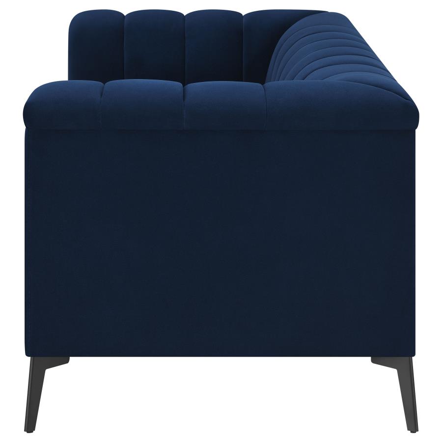 (image for) Chalet Upholstered Tuxedo Arm Tufted Loveseat Blue