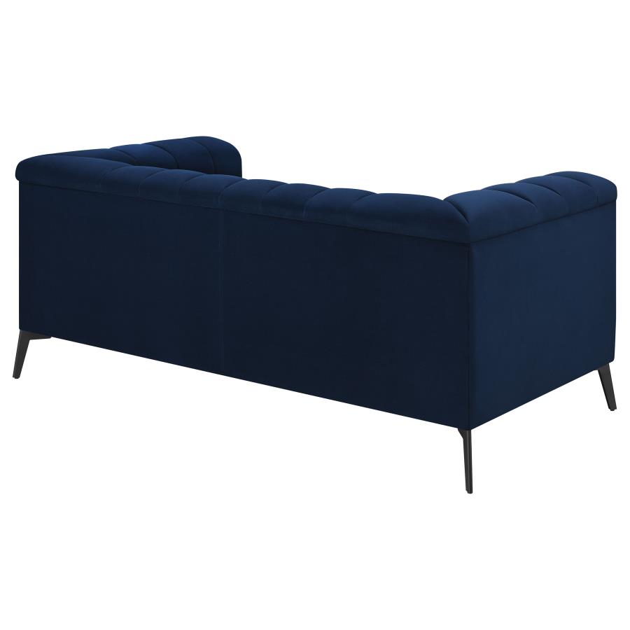 (image for) Chalet Upholstered Tuxedo Arm Tufted Loveseat Blue