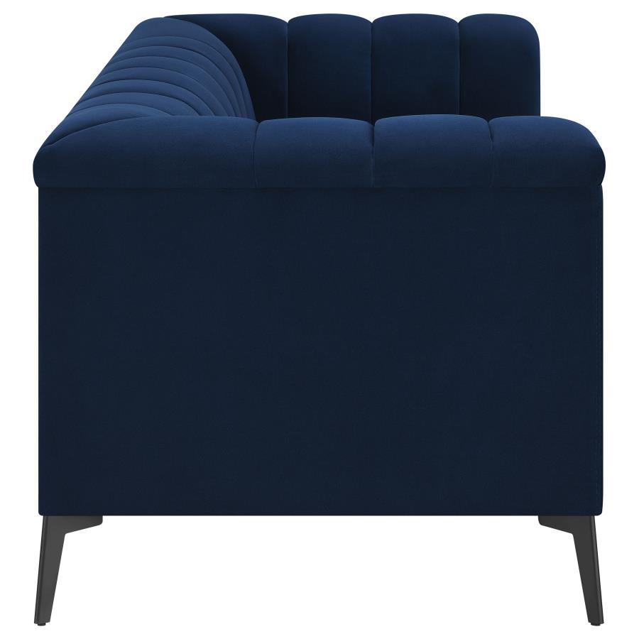 (image for) Chalet Upholstered Tuxedo Arm Tufted Loveseat Blue