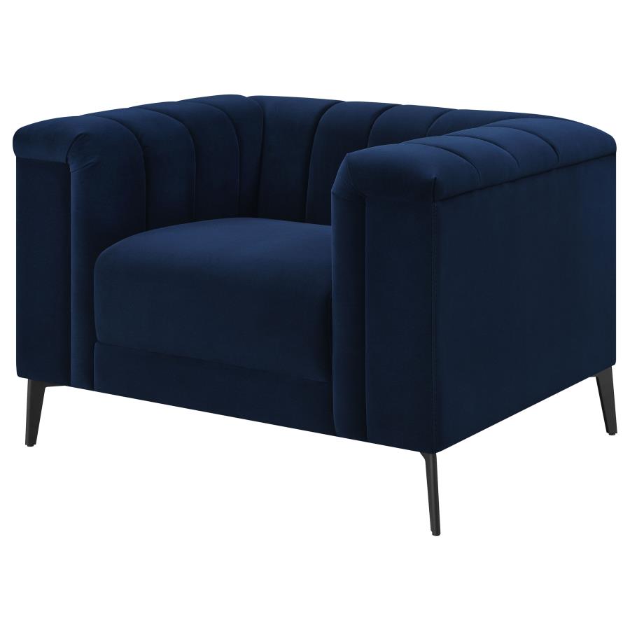 (image for) Chalet Upholstered Tuxedo Arm Tufted Chair Blue