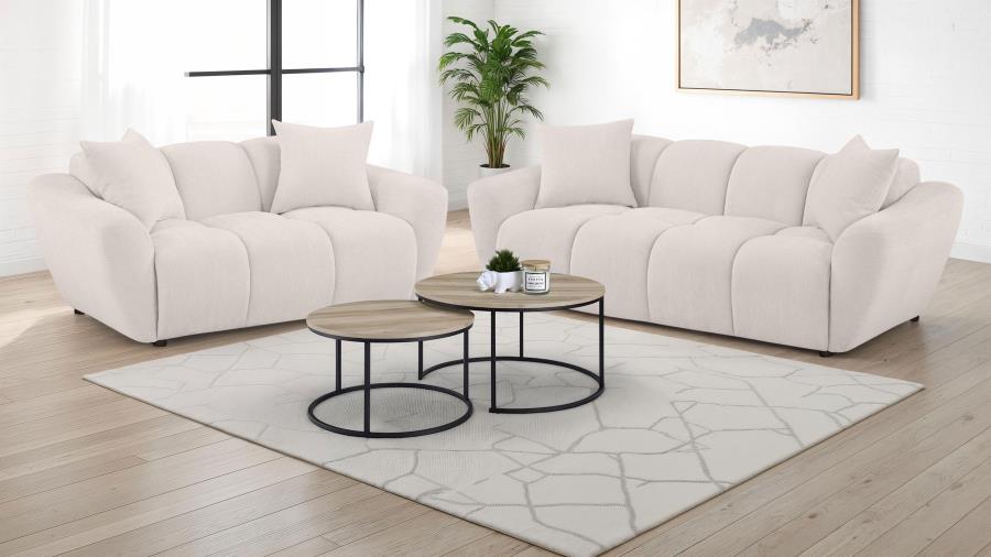 (image for) Destino 2-piece Chenille Splayed Arm Sofa Set Greige
