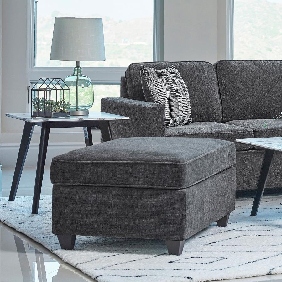 (image for) Mccord Rectangular Upholstered Ottoman Dark Grey