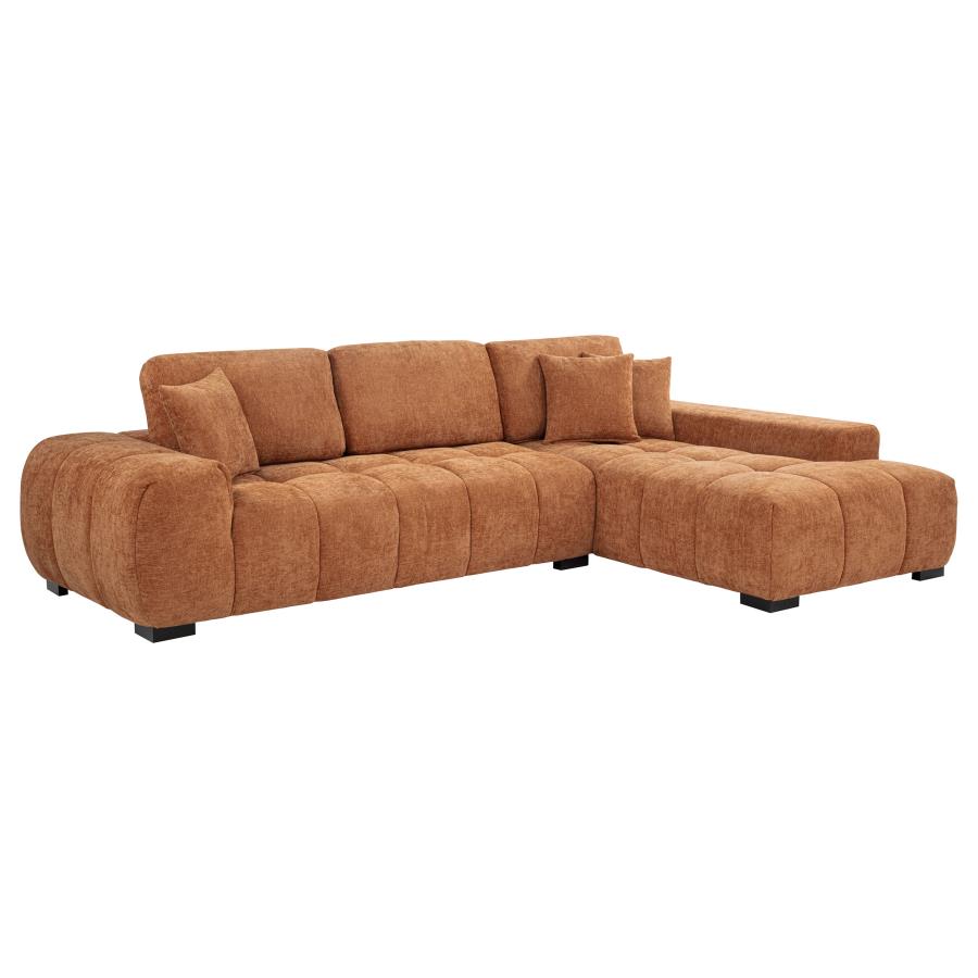 (image for) Octavia Upholstered Sectional Chaise Sofa Orange