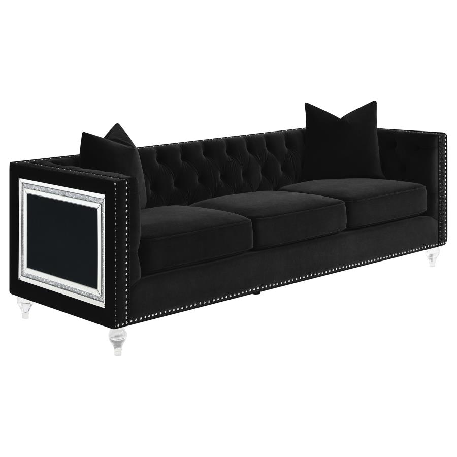 (image for) Delilah Upholstered Tufted Tuxedo Arm Sofa Black