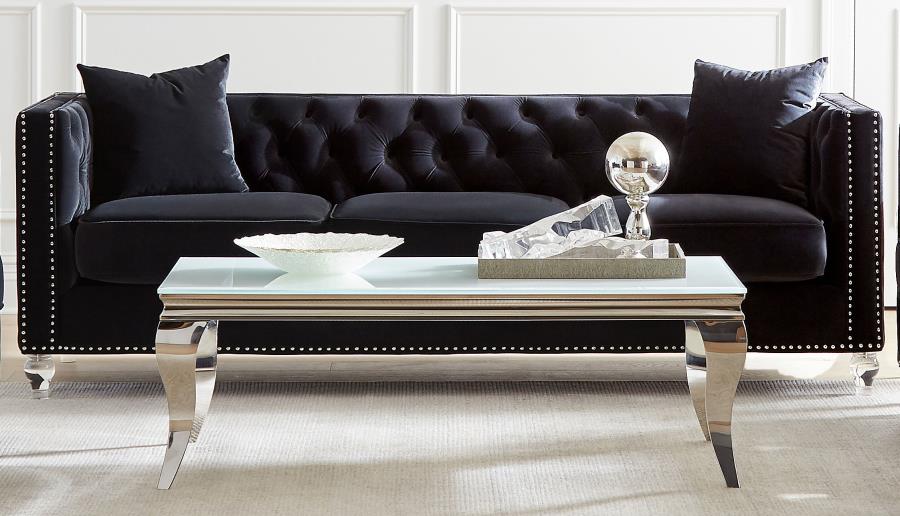 (image for) Delilah Upholstered Tufted Tuxedo Arm Sofa Black