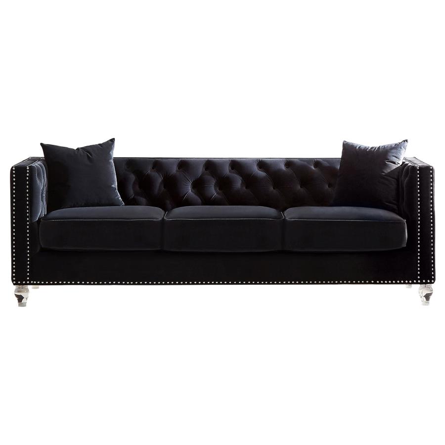 (image for) Delilah Upholstered Tufted Tuxedo Arm Sofa Black