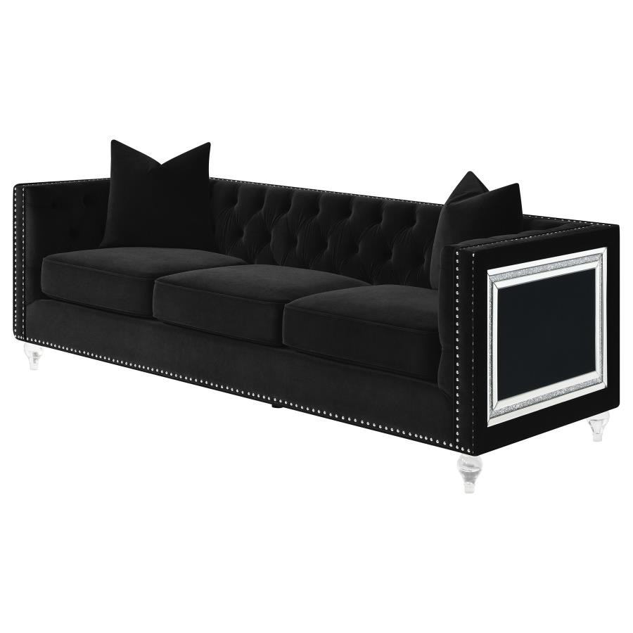 (image for) Delilah Upholstered Tufted Tuxedo Arm Sofa Black