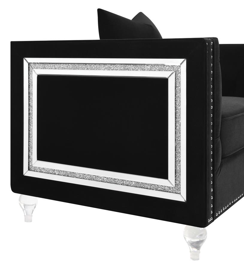 (image for) Delilah Upholstered Tufted Tuxedo Arm Sofa Black