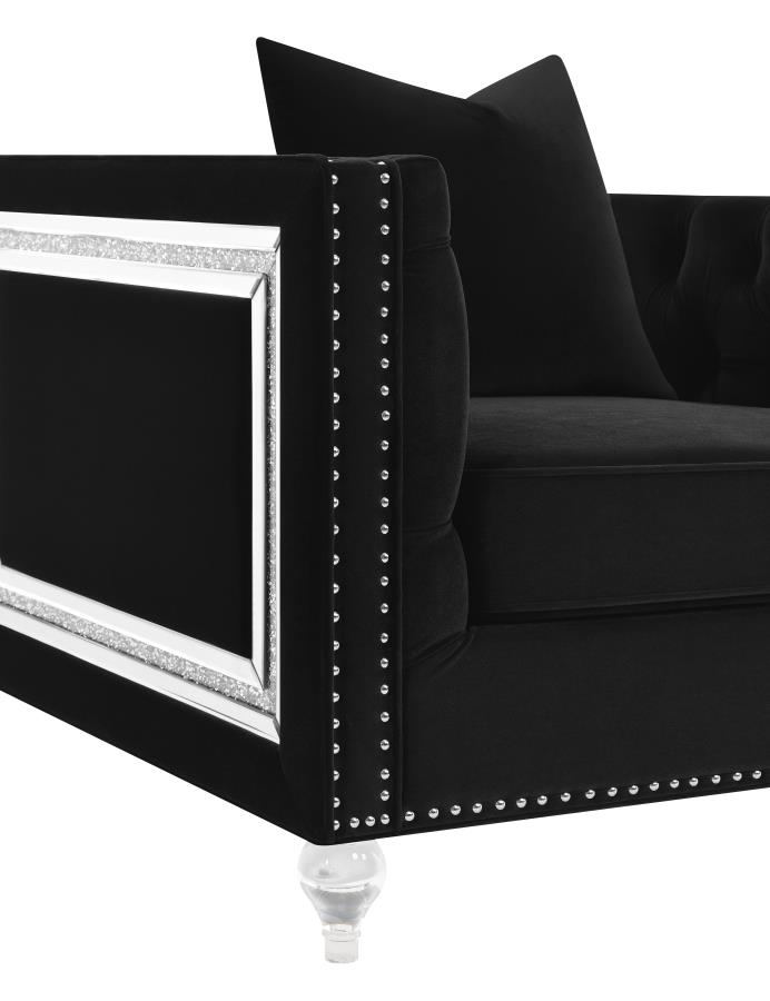 (image for) Delilah Upholstered Tufted Tuxedo Arm Sofa Black