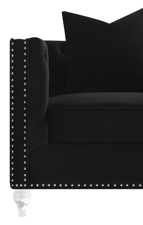 (image for) Delilah Upholstered Tufted Tuxedo Arm Sofa Black