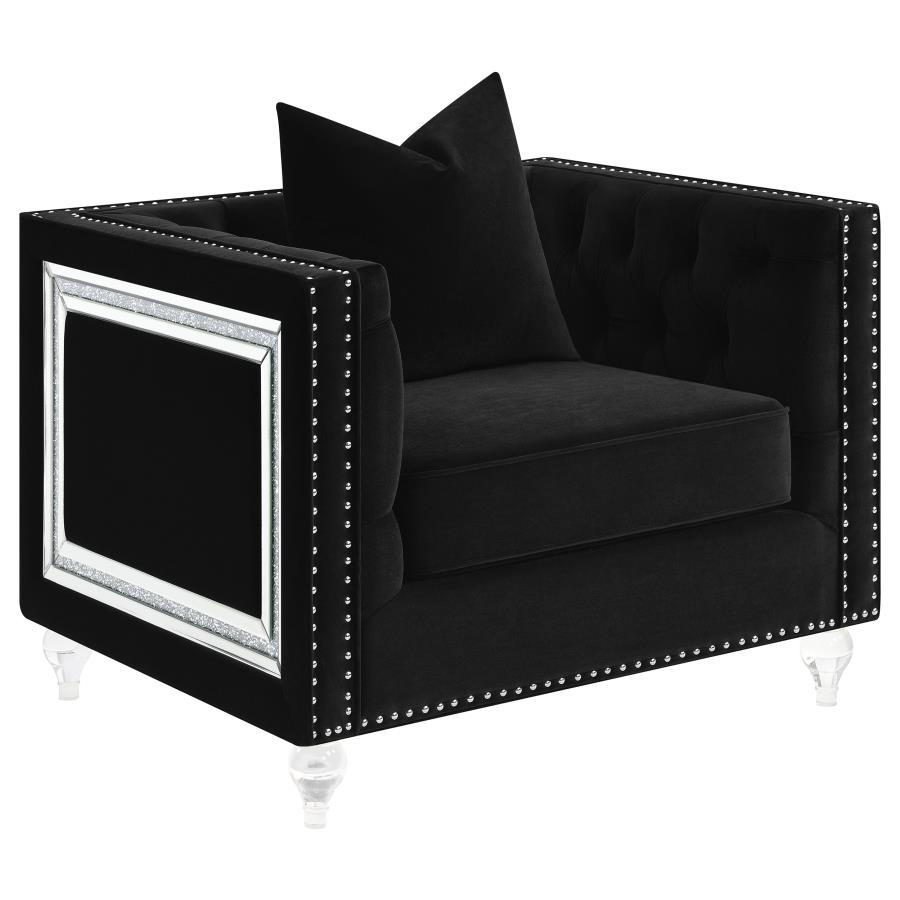 (image for) Delilah Upholstered Tufted Tuxedo Arm Accent Chair Black - Click Image to Close