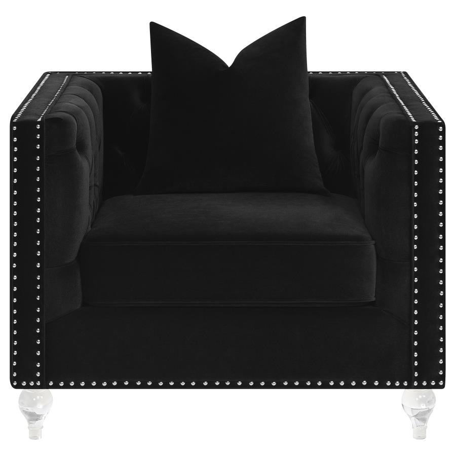 (image for) Delilah Upholstered Tufted Tuxedo Arm Accent Chair Black