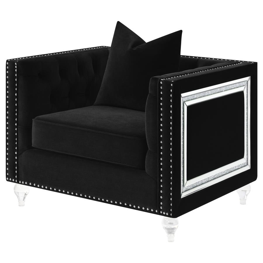 (image for) Delilah Upholstered Tufted Tuxedo Arm Accent Chair Black