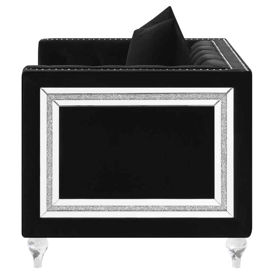 (image for) Delilah Upholstered Tufted Tuxedo Arm Accent Chair Black