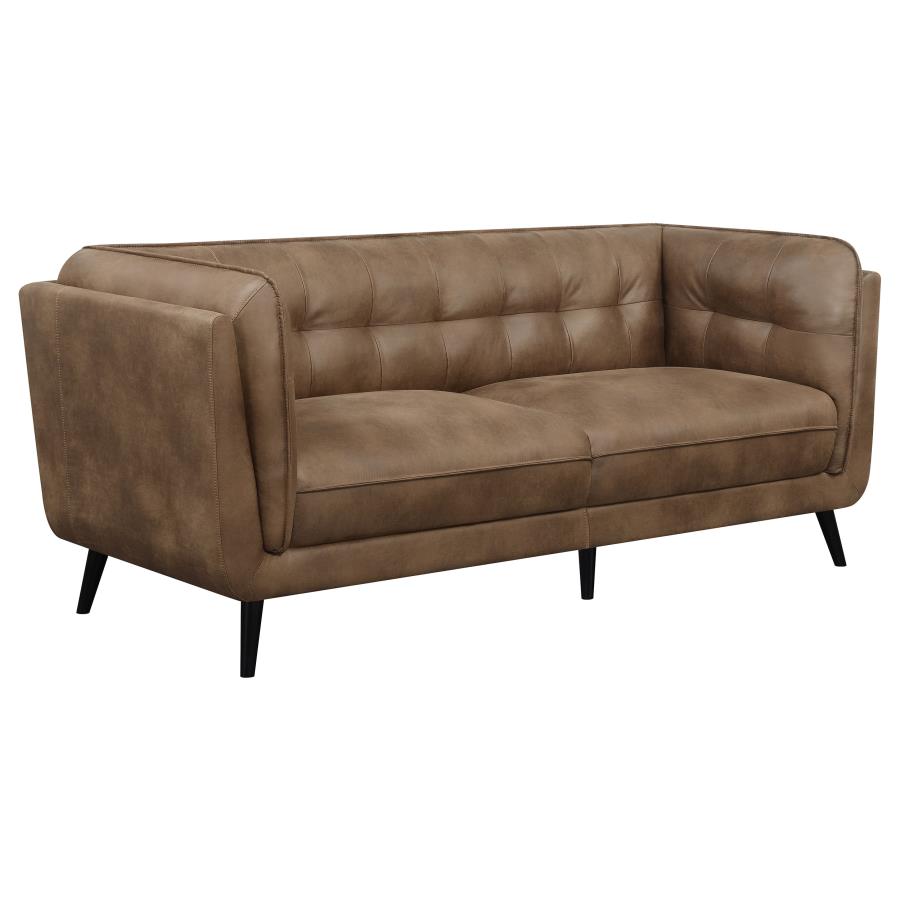 (image for) Thatcher 2-piece Upholstered Tuxedo Arm Sofa Set Brown