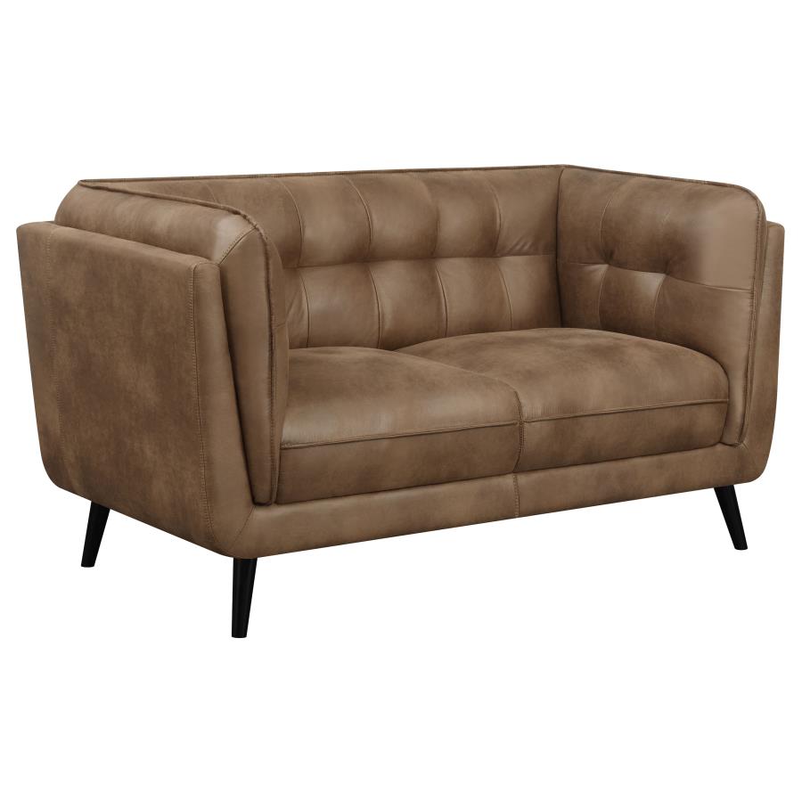 (image for) Thatcher 3-piece Upholstered Tuxedo Arm Sofa Set Brown