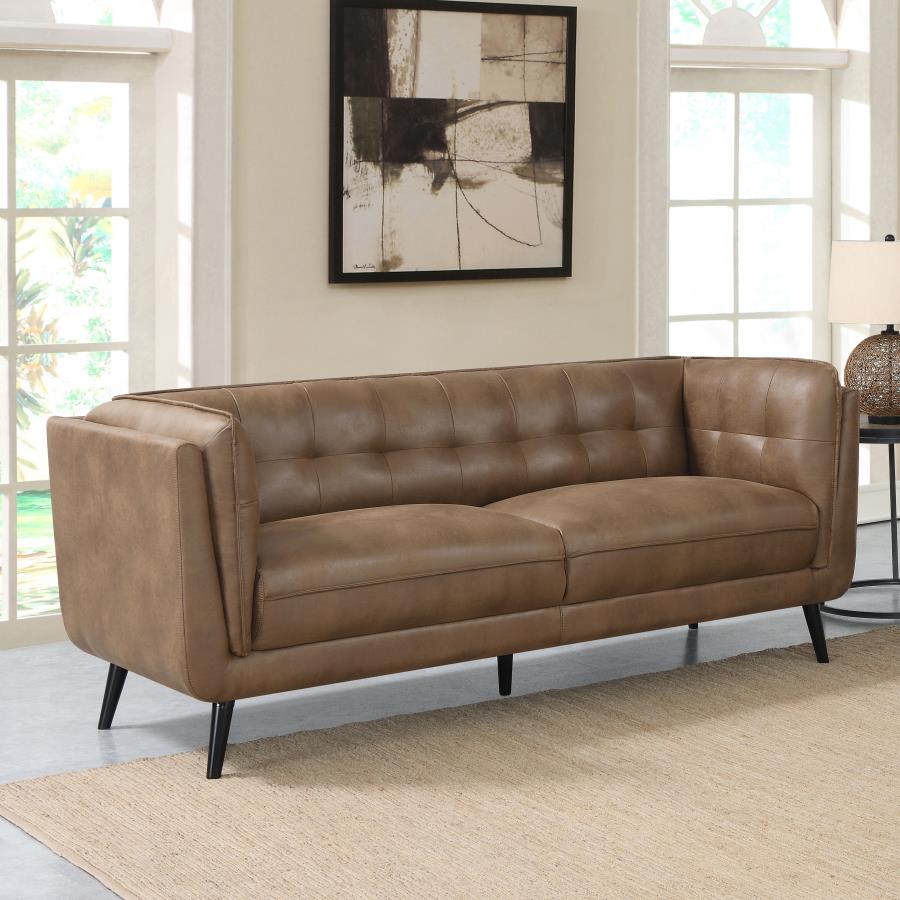 (image for) Thatcher Upholstered Tuxedo Arm Tufted Sofa Brown