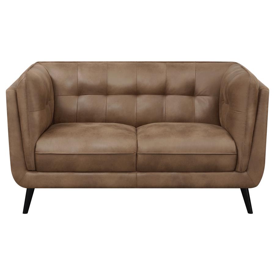 (image for) Thatcher Upholstered Tuxedo Arm Tufted Loveseat Brown