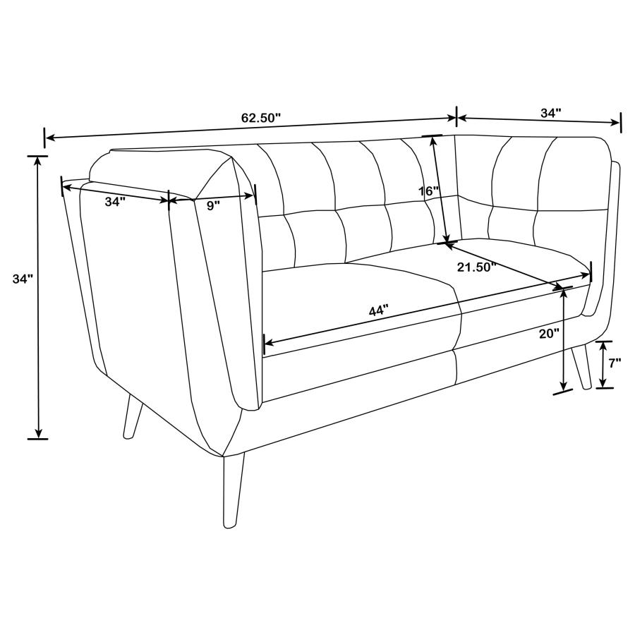 (image for) Thatcher Upholstered Tuxedo Arm Tufted Loveseat Brown