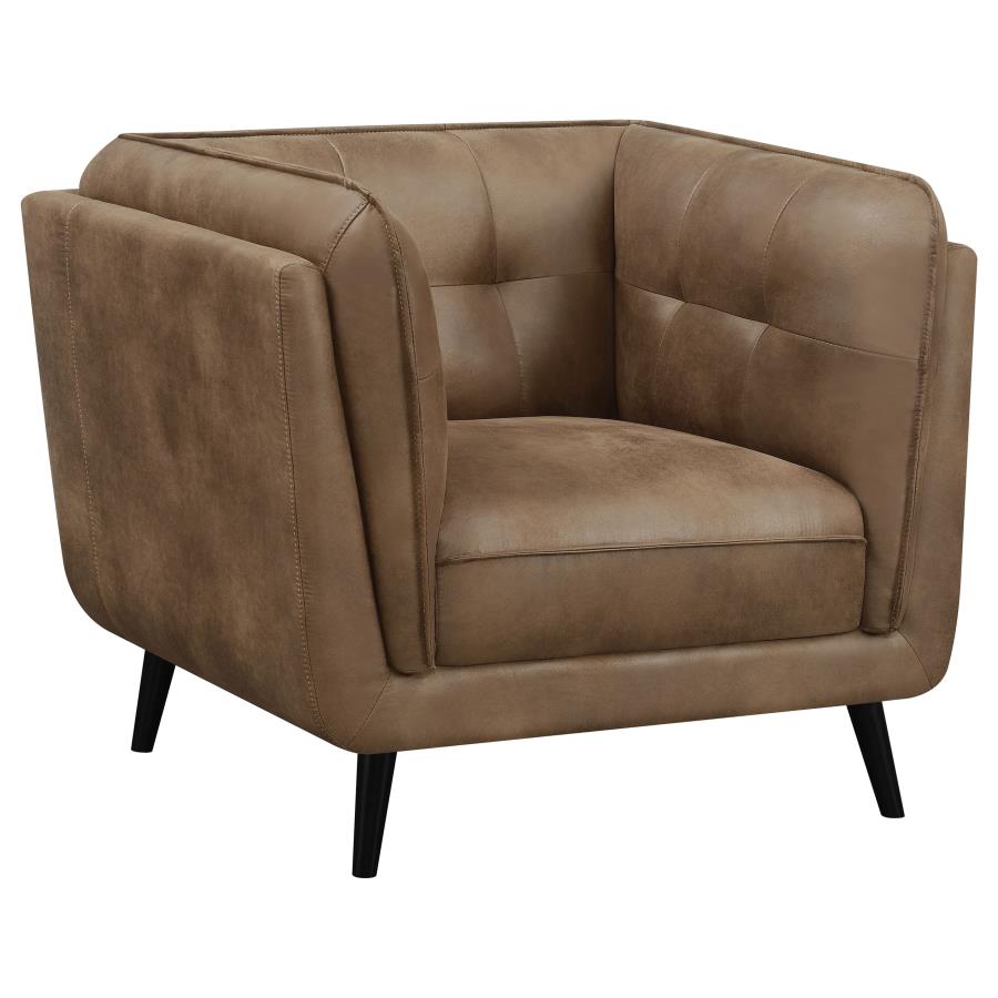 (image for) Thatcher Upholstered Tuxedo Arm Tufted Accent Chair Brown