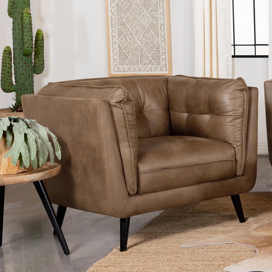 (image for) Thatcher Upholstered Tuxedo Arm Tufted Accent Chair Brown