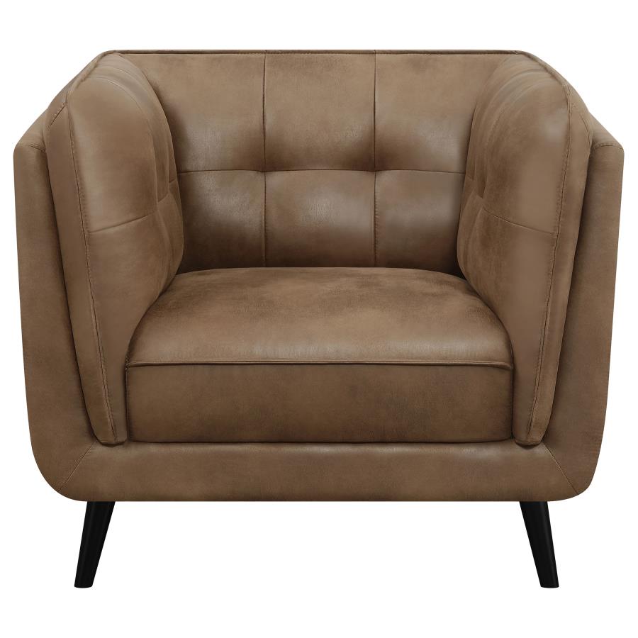 (image for) Thatcher Upholstered Tuxedo Arm Tufted Accent Chair Brown