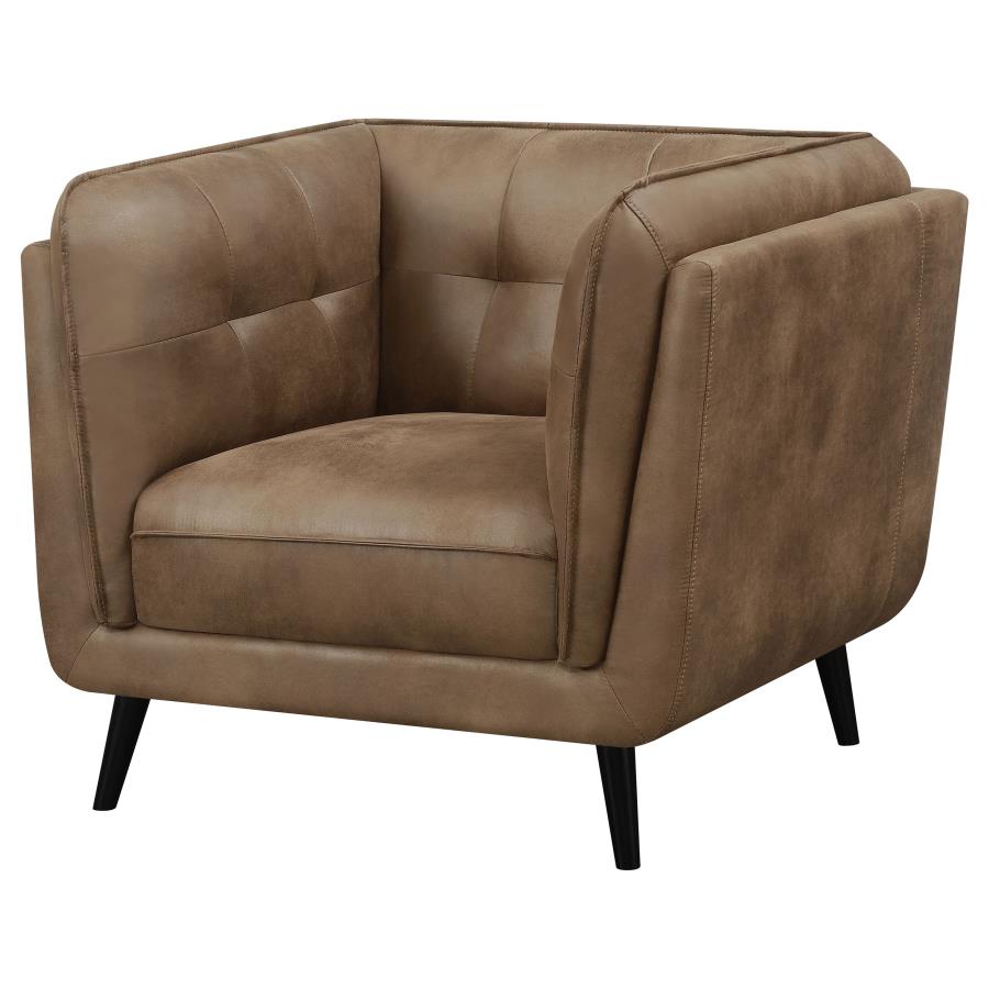 (image for) Thatcher Upholstered Tuxedo Arm Tufted Accent Chair Brown